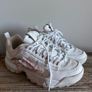 Used-Women's FILA Disruptor II Premium Script Casual Athletic Sneakers-Size 10